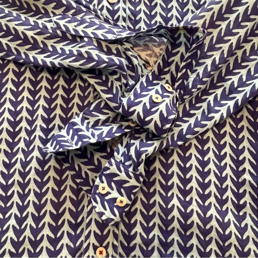 Love Brand & Co ABACO Men's Linen Shirt Long Sleeve Button Down Whale Tale M - Picture 10 of 15